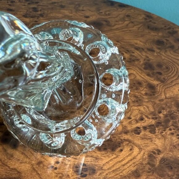 Vintage Cambridge Glass 8" Crystal Clear Draped Lady Figural Flower Frog 10 Hole - Picture 6 of 10